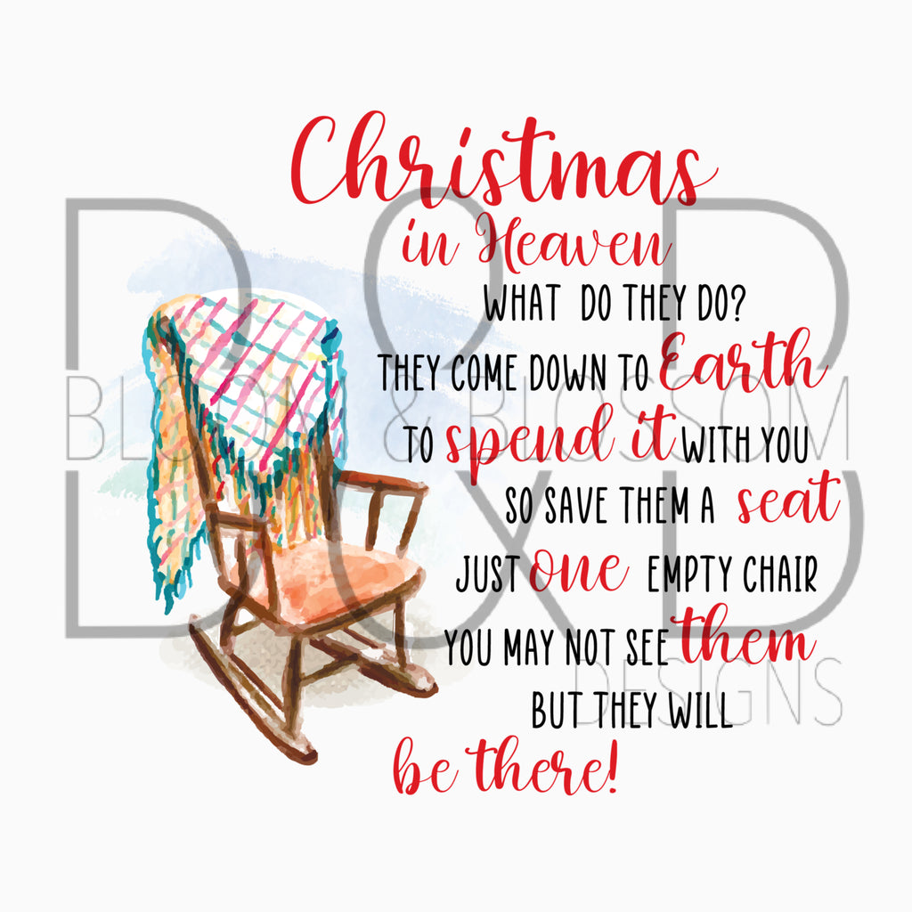 Christmas In Heaven Rocking Chair Sublimation Print