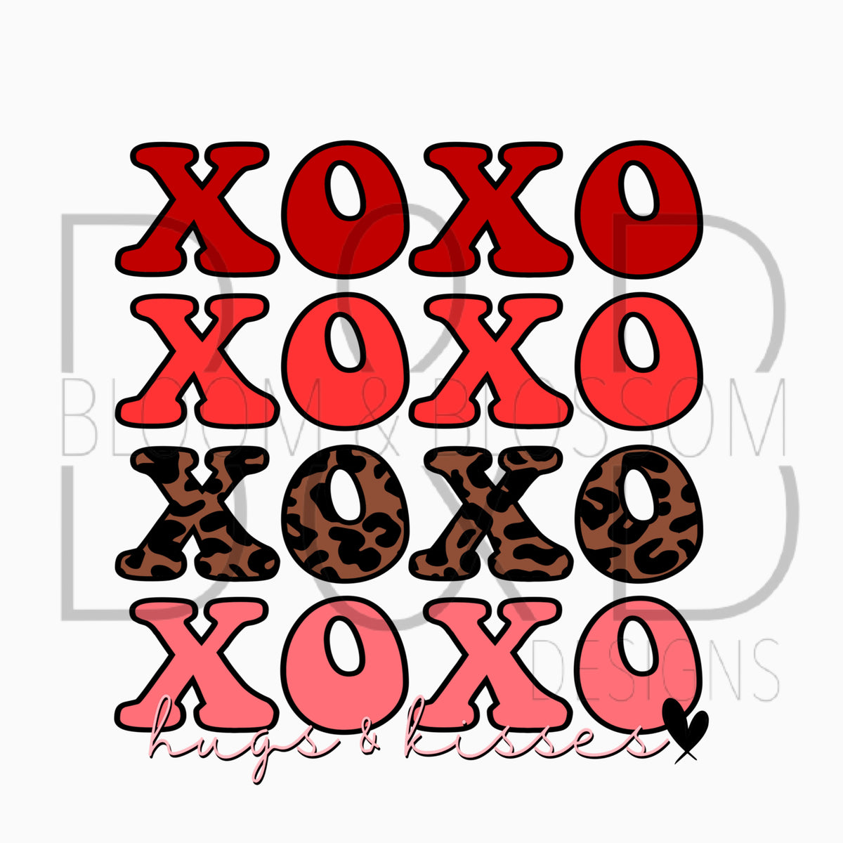 XOXO Hugs & Kisses Sublimation Print | Bloom & Blossom Designs