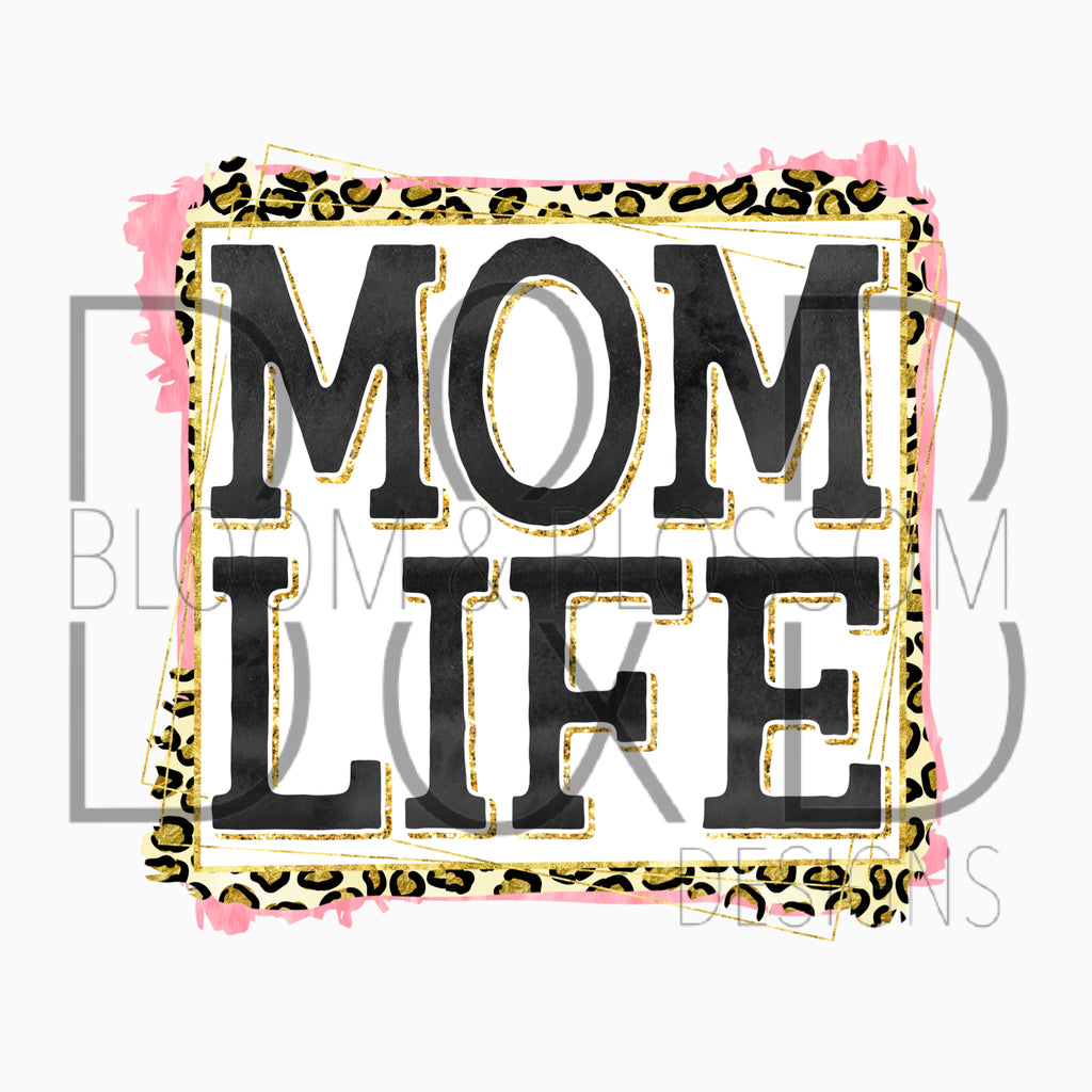 Mom Life Squared Leopard Sublimation Print