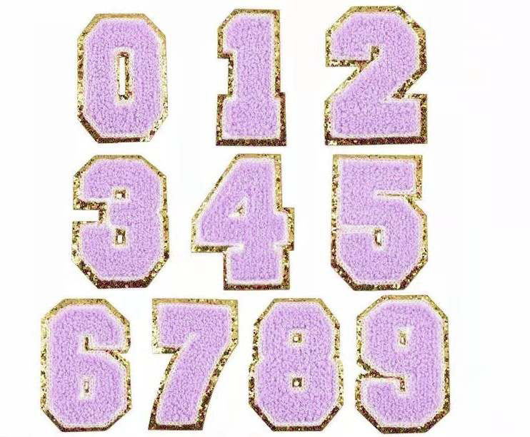 Iron On Varsity Numbers Patches Purple