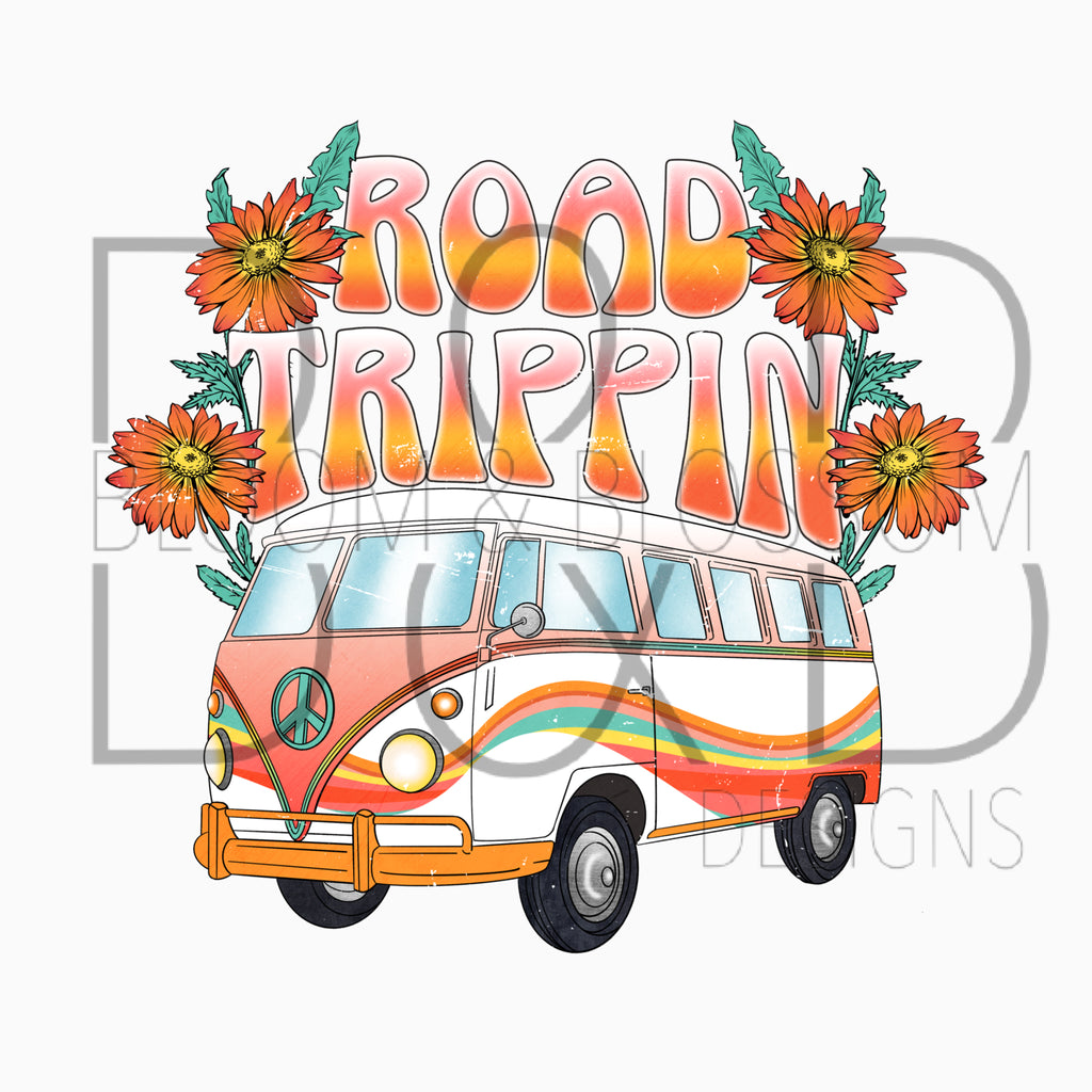 Road Trippin Retro Orange Sublimation Print