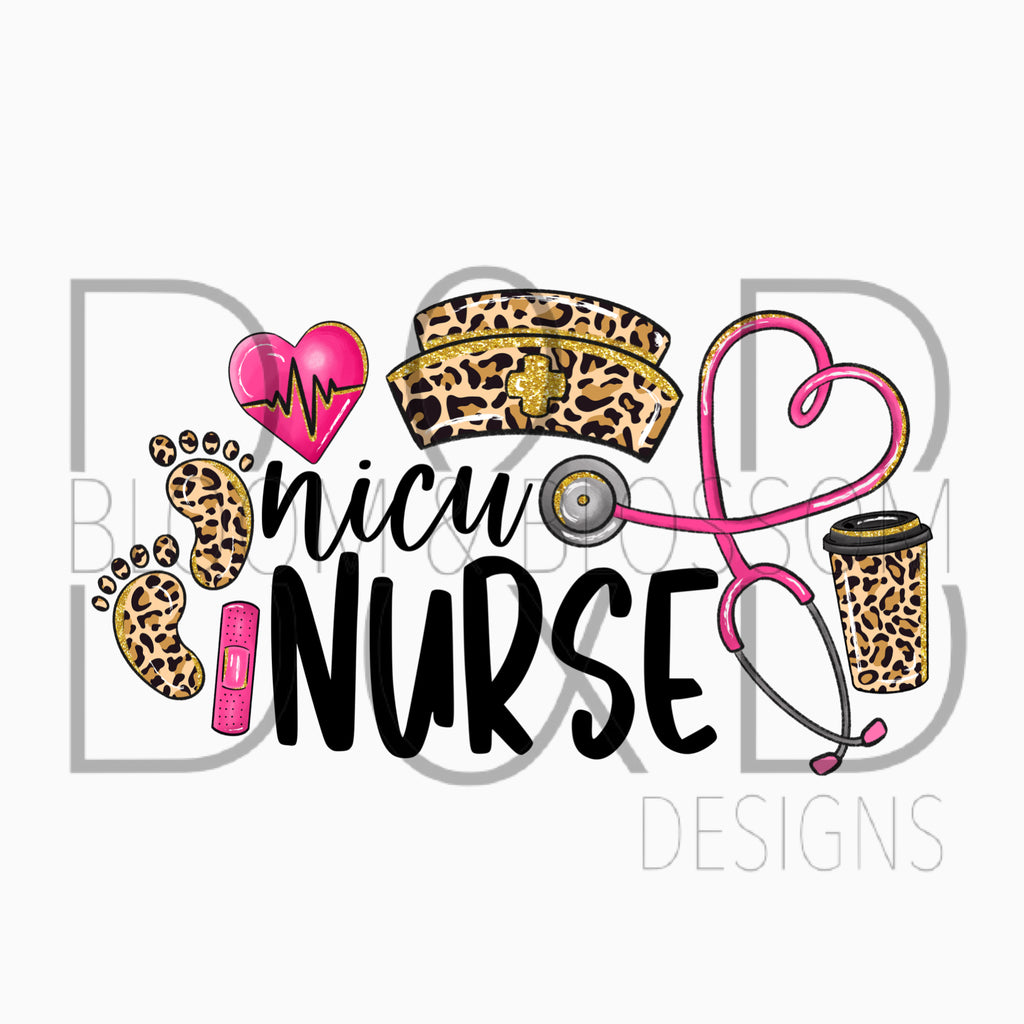 NICU Nurse Leopard Sublimation Print