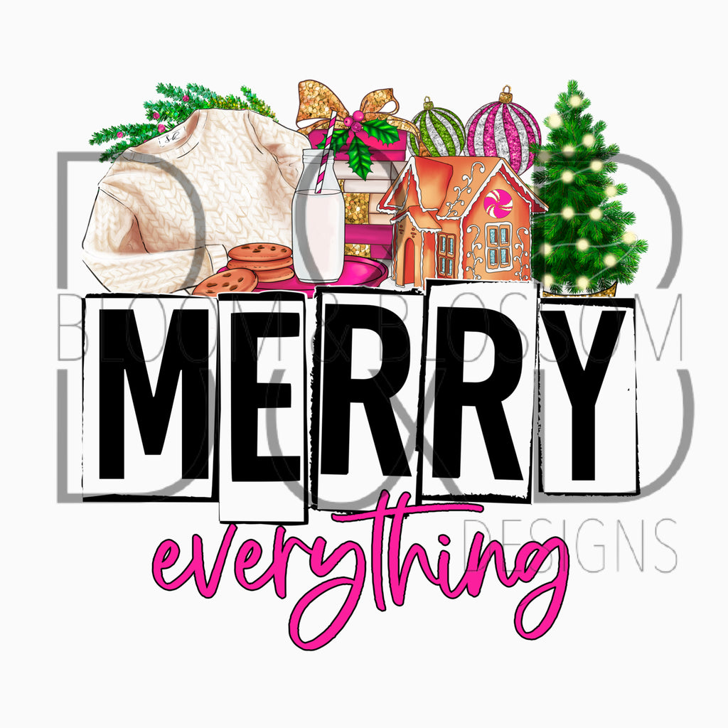 Merry Everything Pink Sublimation Print