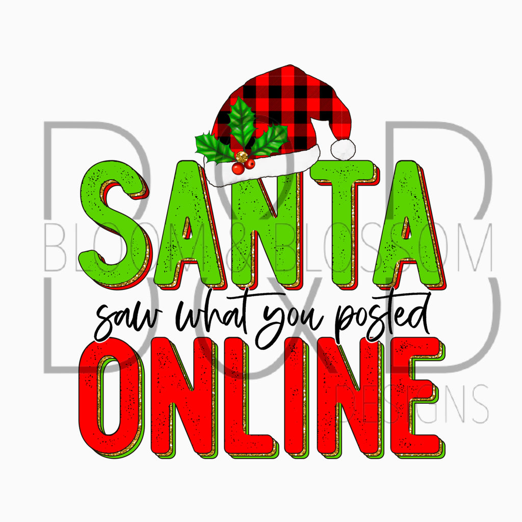 Santa Saw What You Posted Online Plaid Sublimation Print