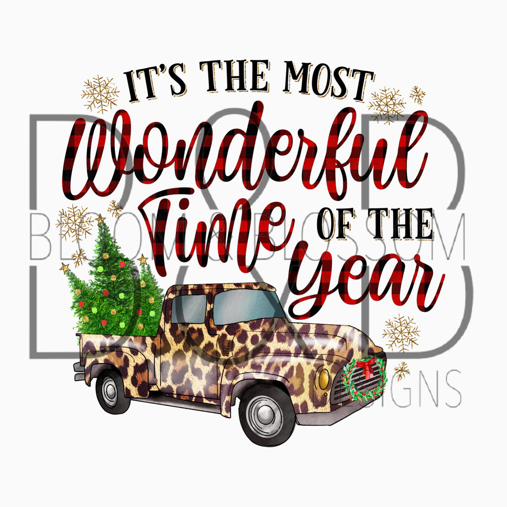 Most Wonderful Time of The Year Leopard & Plaid Sublimation Print