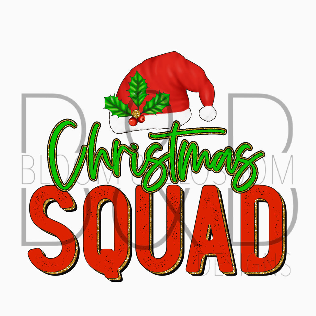 Christmas Squad Red & Gold Sublimation Print
