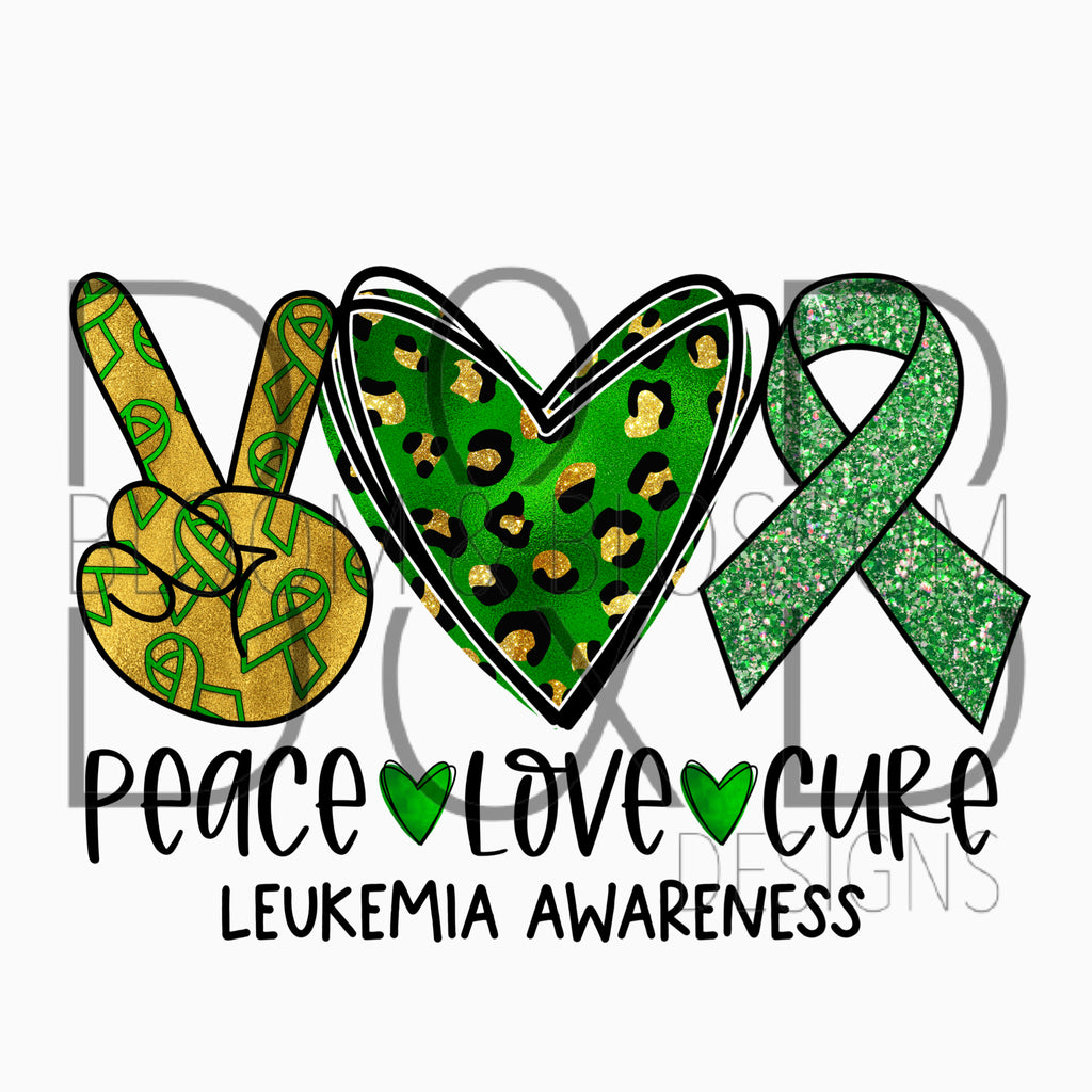 Peace Love Cure Leukemia Leopard Sublimation Print