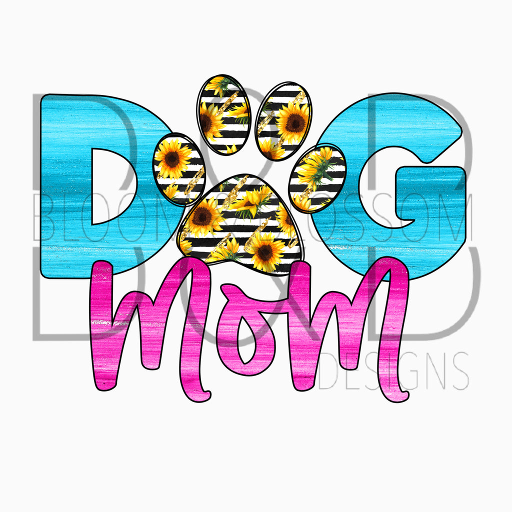 Dog Mom Pink & Blue Sublimation Print