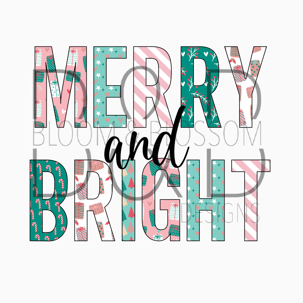 Merry and Bright Sublimation Print