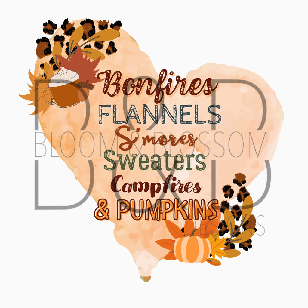 Bonfires, Flannels, S'Mores & More Sublimation Print
