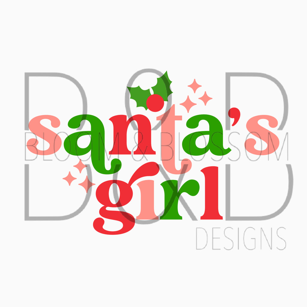 Santa's Girl Sparkle Sublimation Print