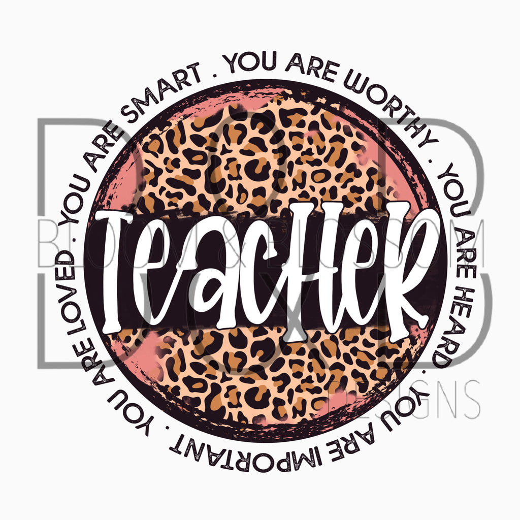 Teacher Circle Leopard Sublimation Print