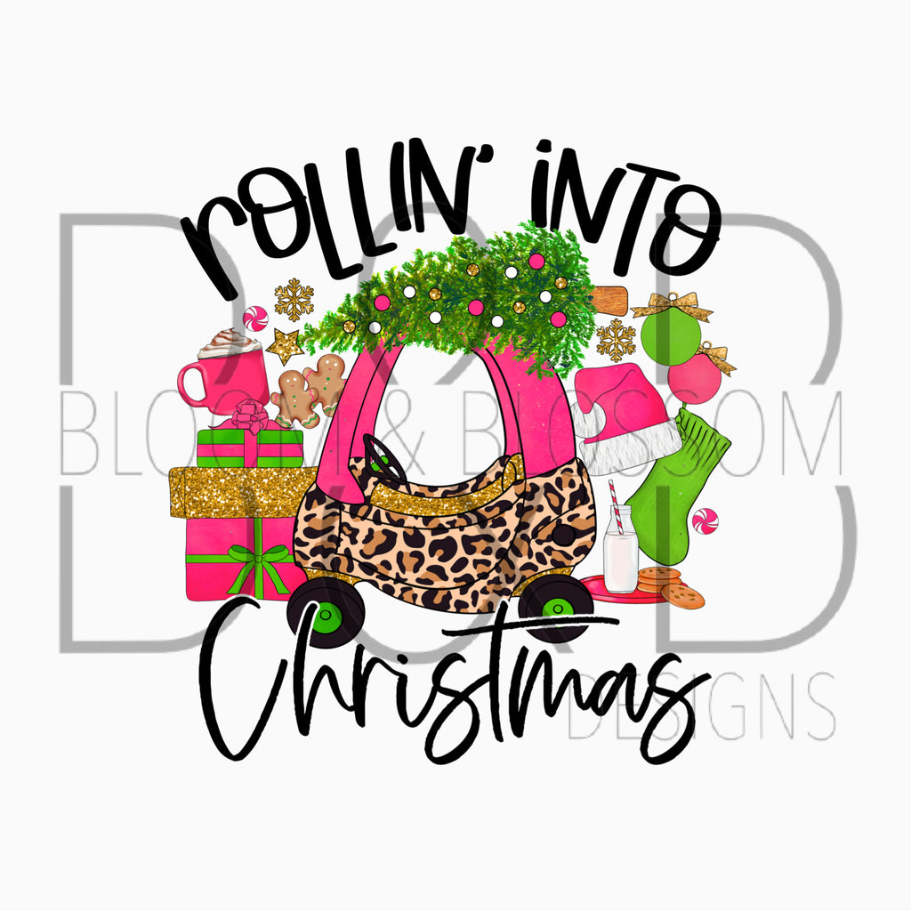 Rollin Into Christmas Pink Sublimation Print