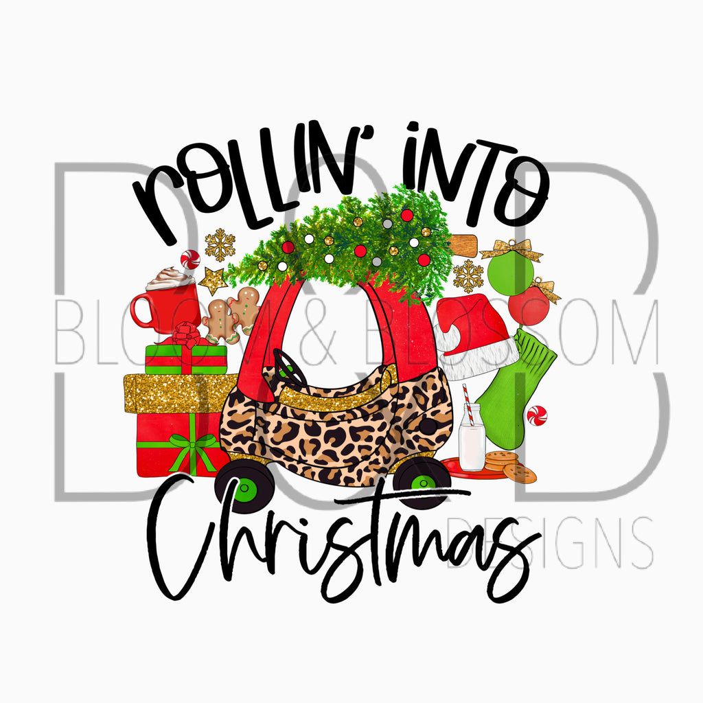 Rollin Into Christmas Leopard Sublimation Print