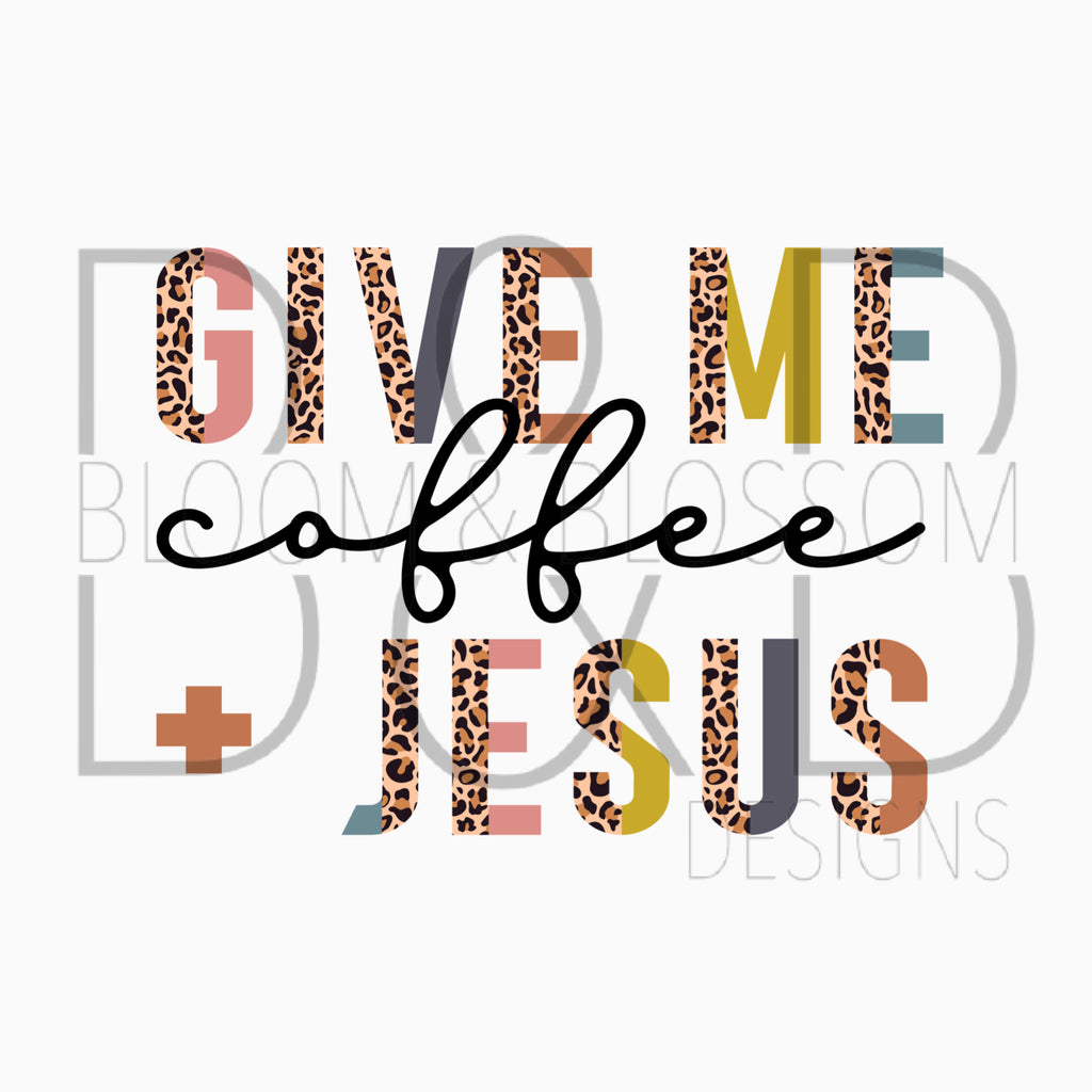Give Me Coffee & Jesus Boxed Leopard & Neutrals Sublimation Print