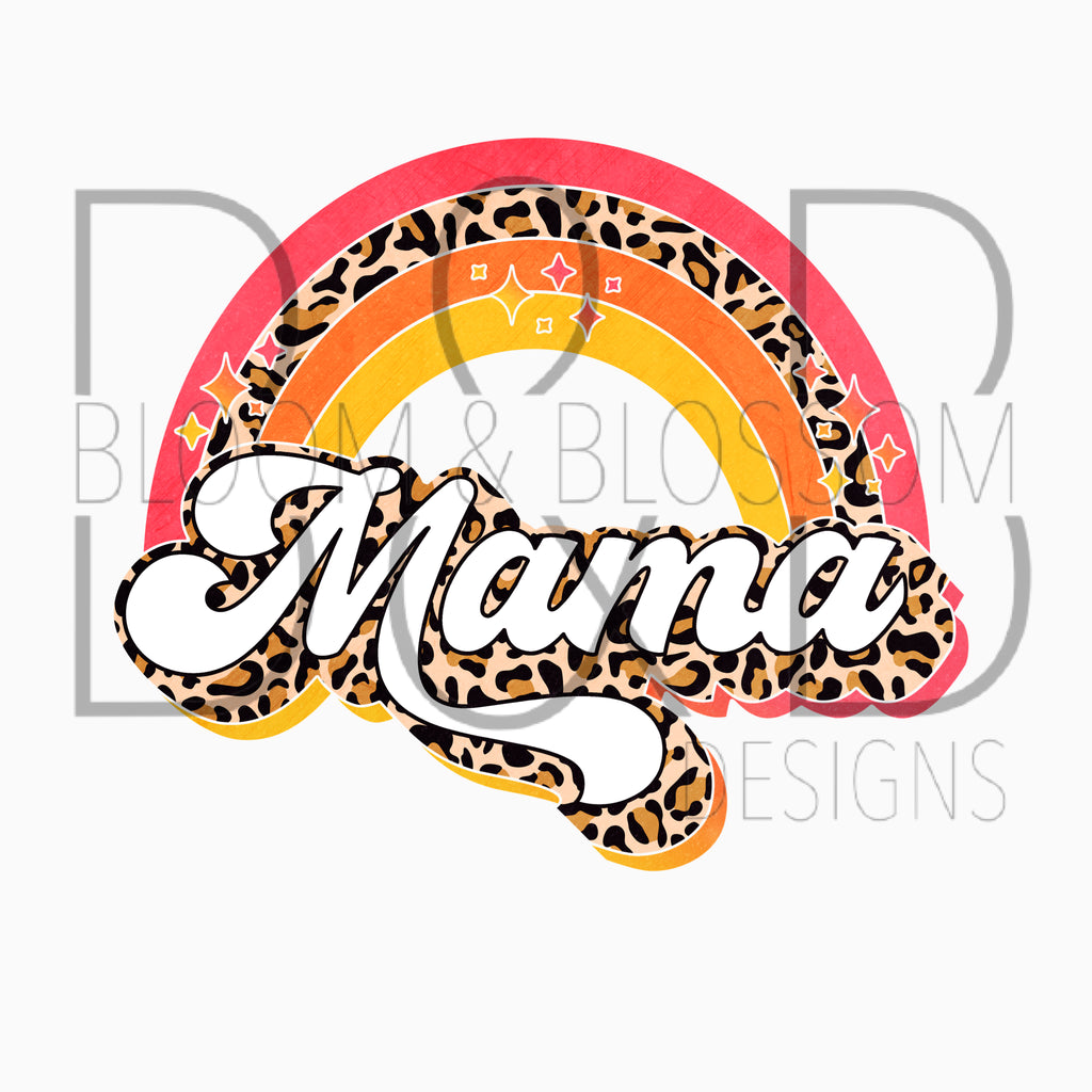 Mama Retro Leopard Rainbow Sublimation Print