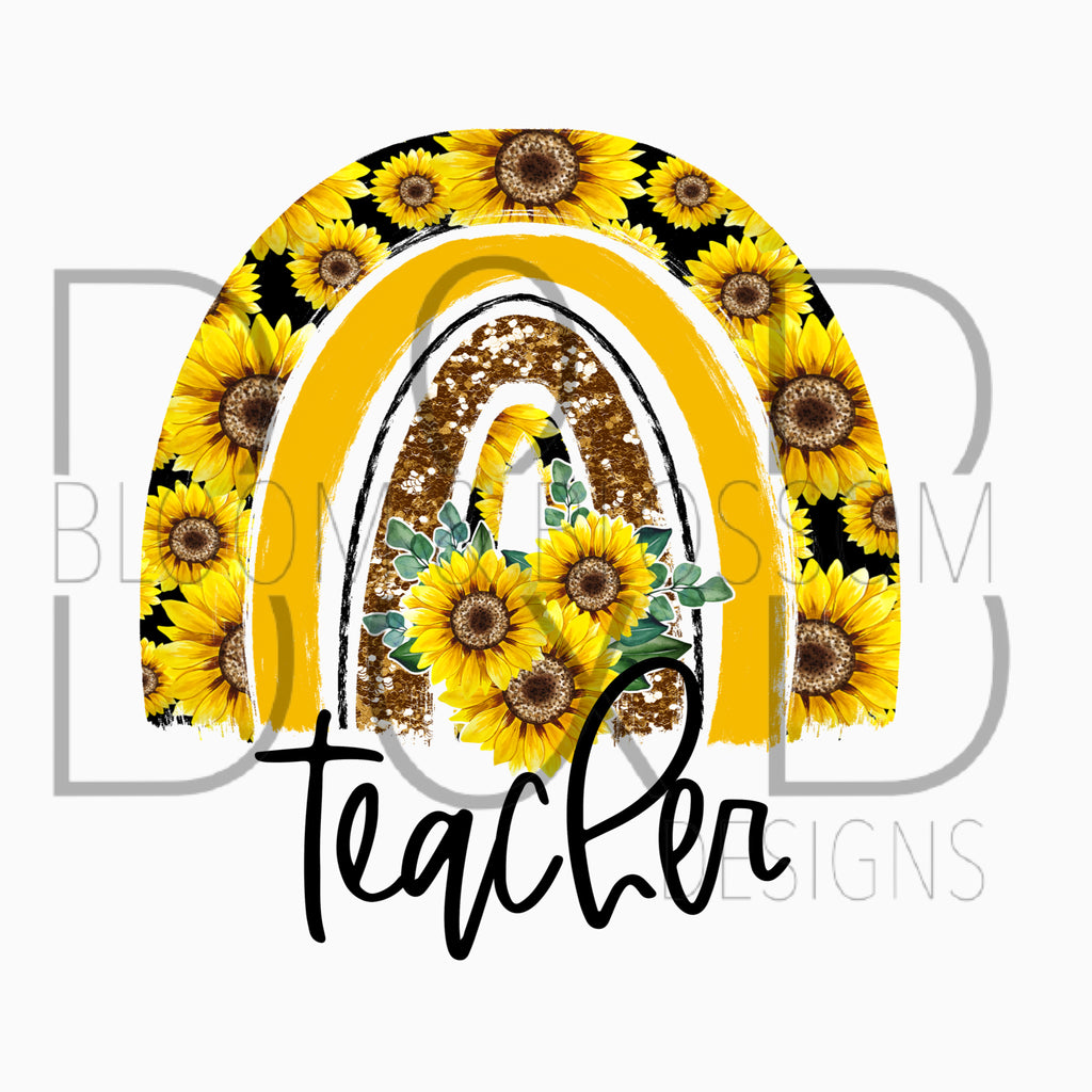 Teacher Sunflower Rainbow Sublimation Print
