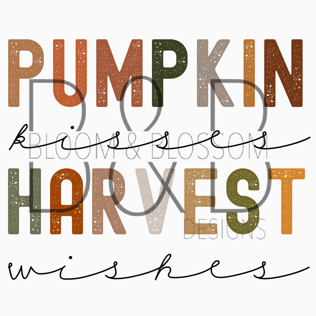 Pumpkin Kisses Harvest Wishes Sublimation Print