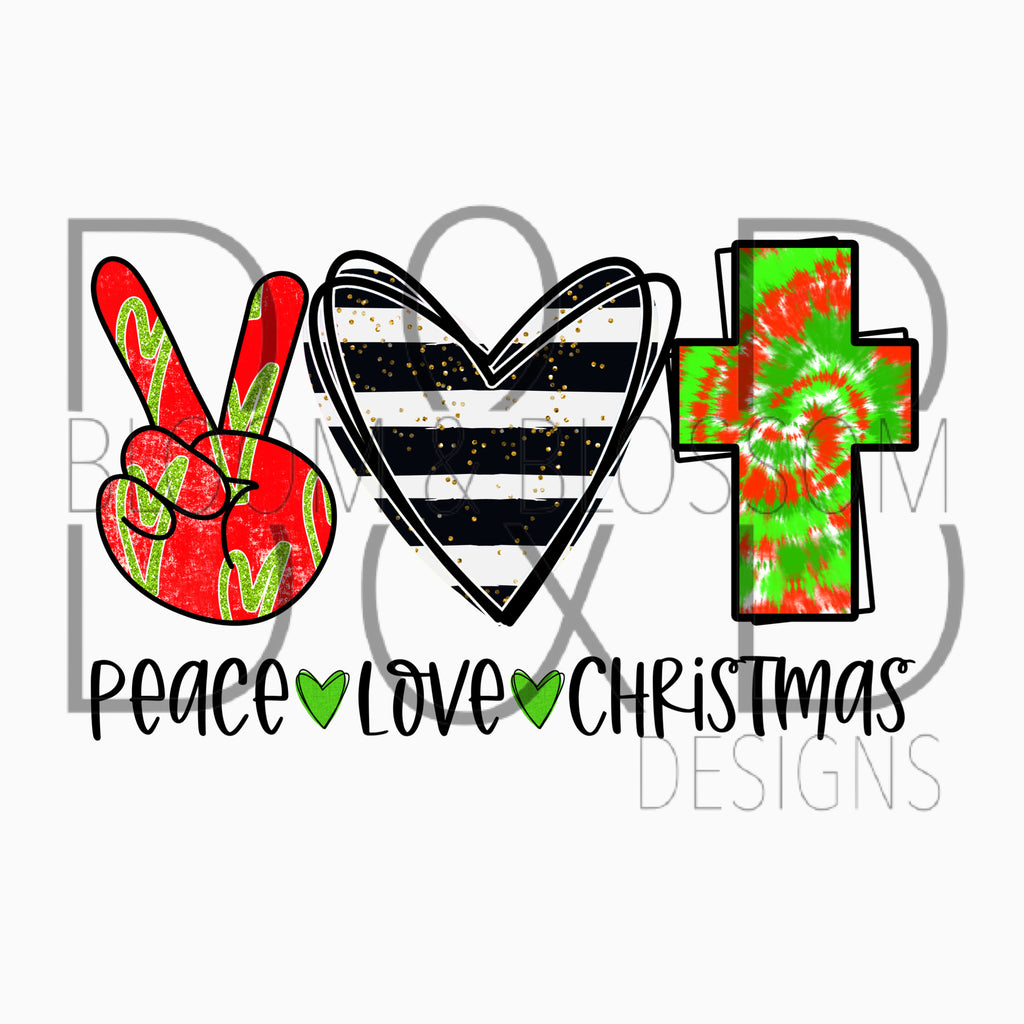 Peace Love Christmas Stripes Sublimation Print