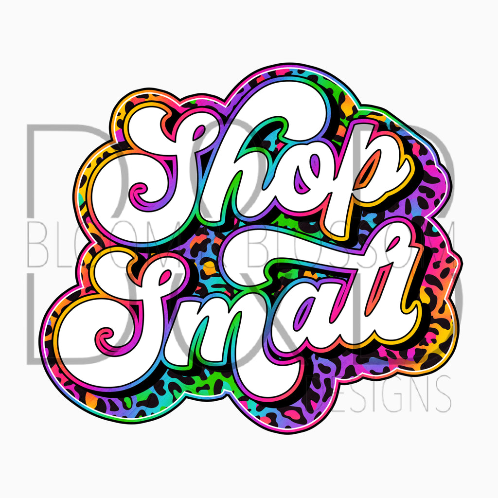 Shop Small Retro Rainbow Leopard Sublimation Print