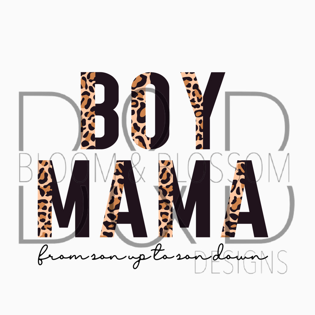 Boy Mama Son Up Black & Leopard Sublimation Print