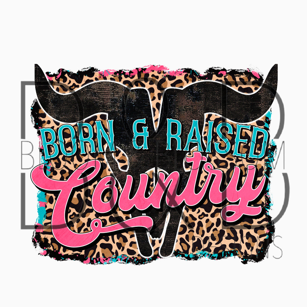 Born & Raised Country Leopard Sublimation Print