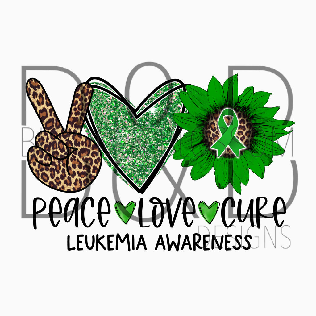 Peace Love Cure Leukemia Sunflower Sublimation Print