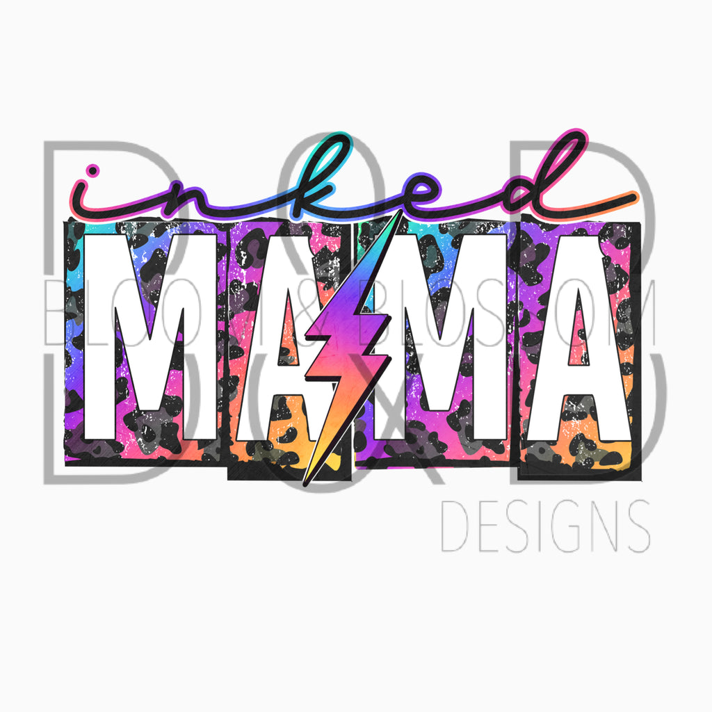 Inked Mama Leopard Lightning Sublimation Print