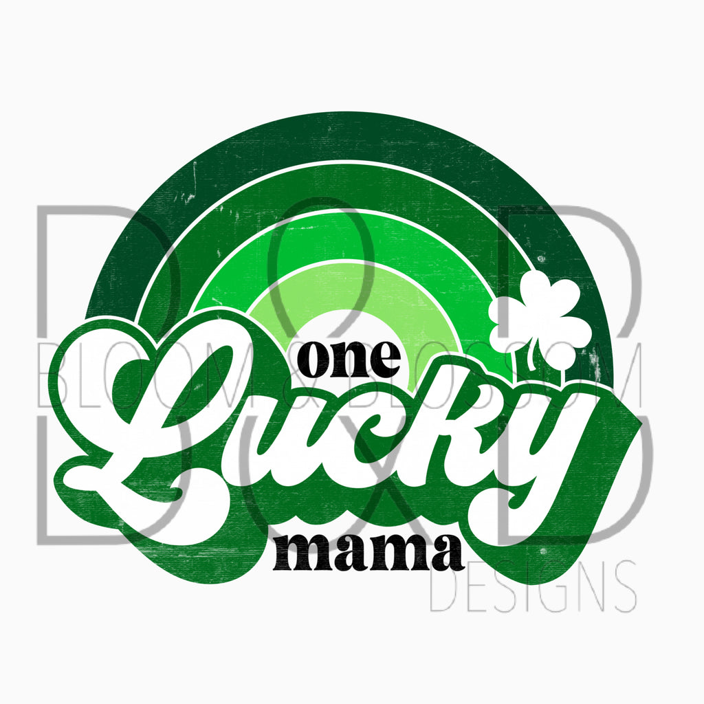 One Lucky Mama Rainbow Green Sublimation Print