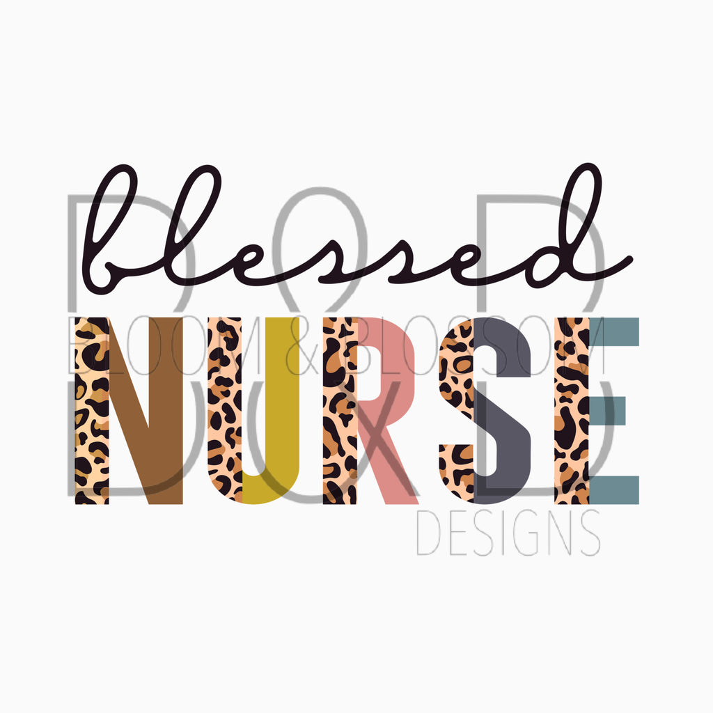 Blessed Nurse Leopard & Neutrals Sublimation Print