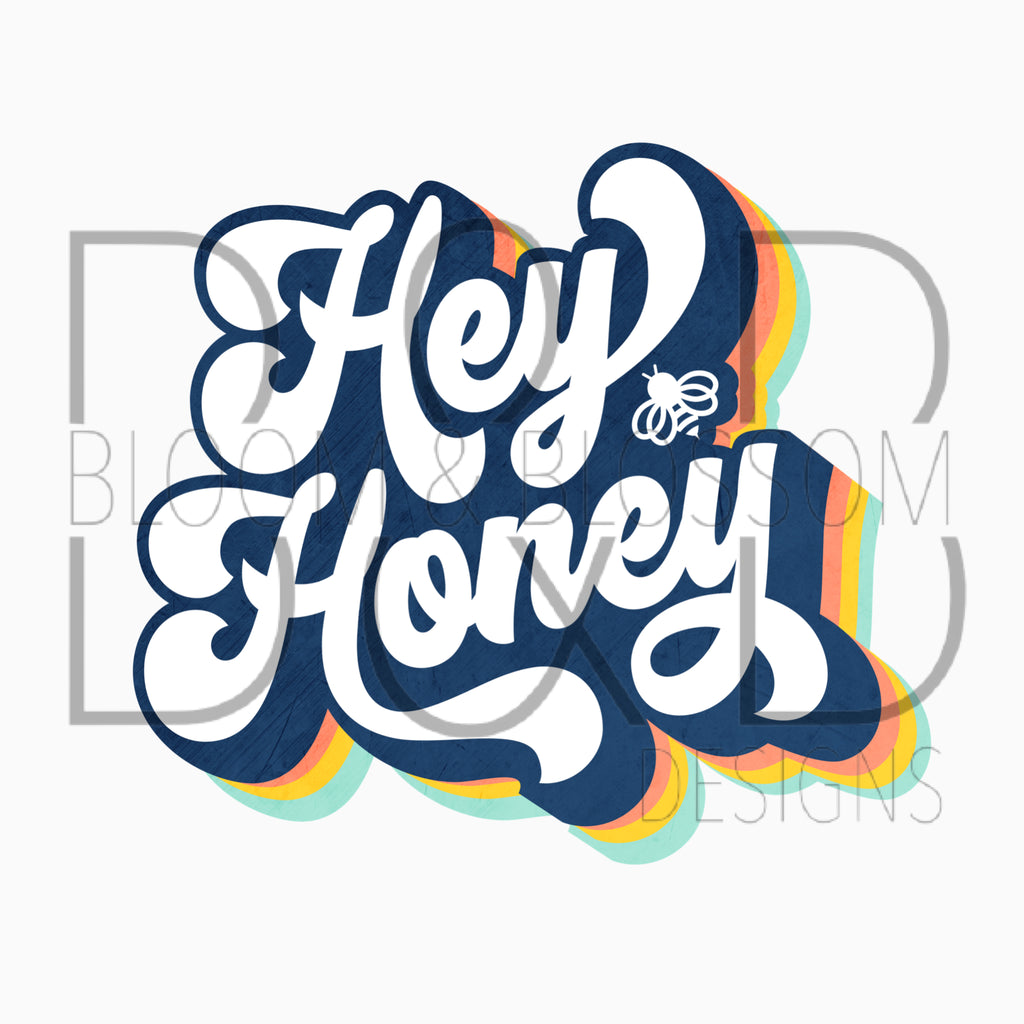 Hey Honey Bee Retro Sublimation Print