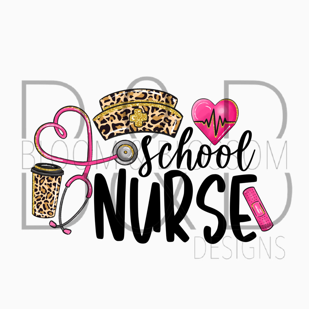 School Nurse Leopard & Pink Sublimation Print