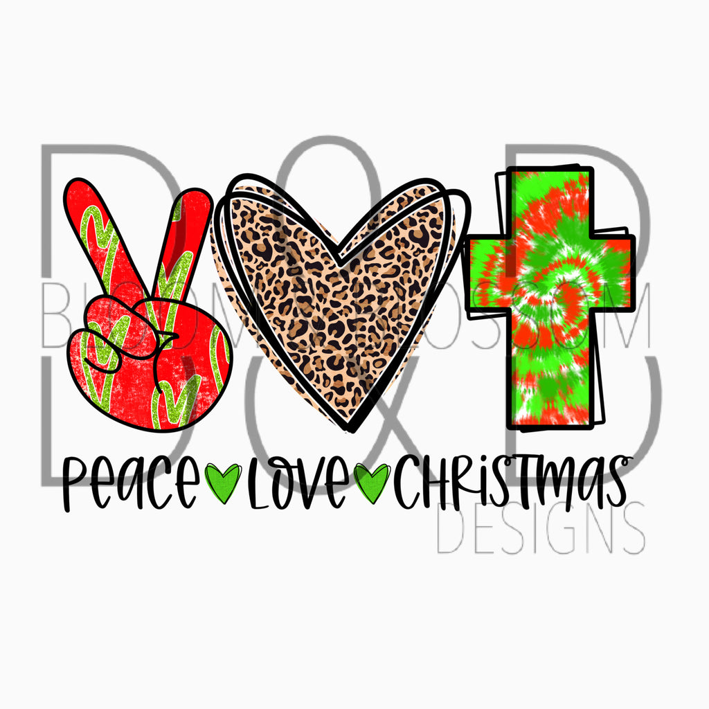 Peace Love Christmas Leopard Sublimation Print