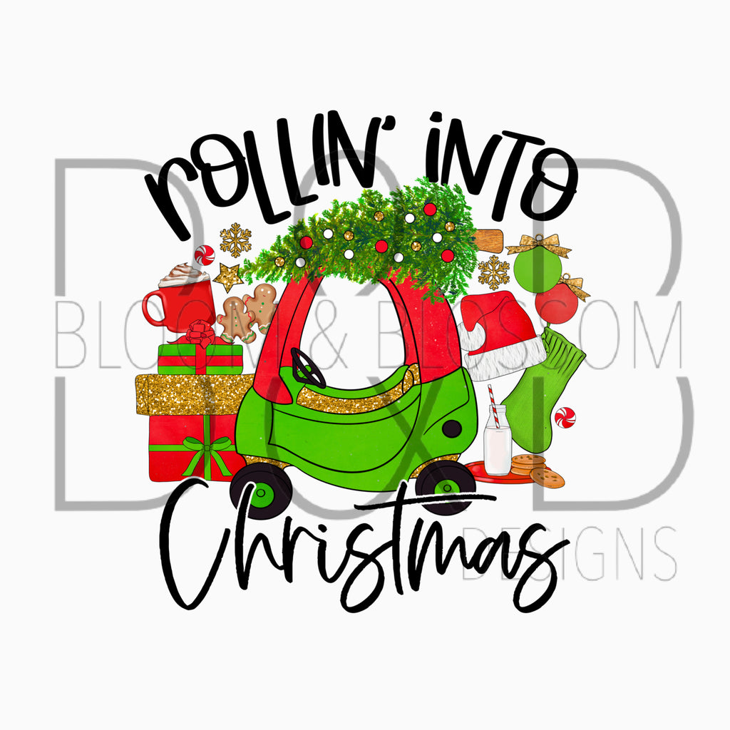 Rollin Into Christmas Glitter Sublimation Print