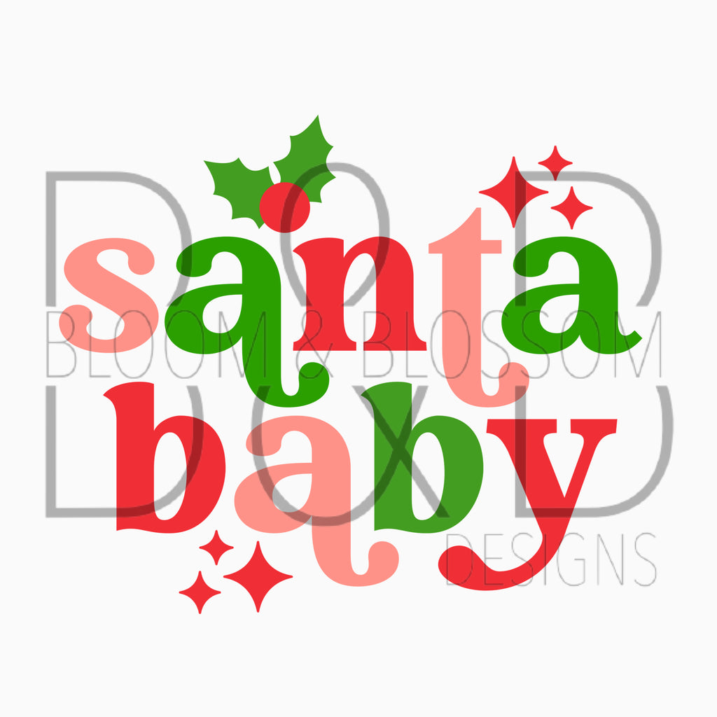 Santa Baby Sparkle Sublimation Print