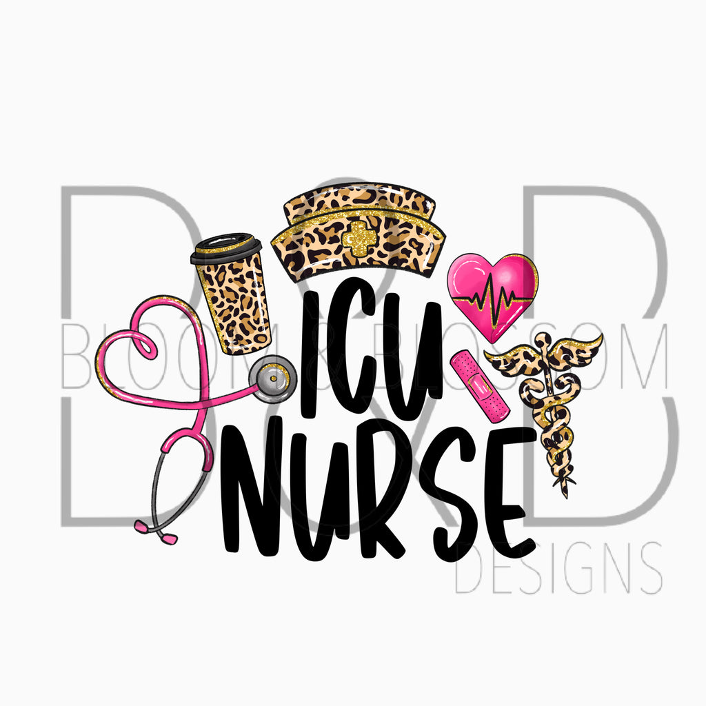ICU Nurse Leopard Sublimation Print