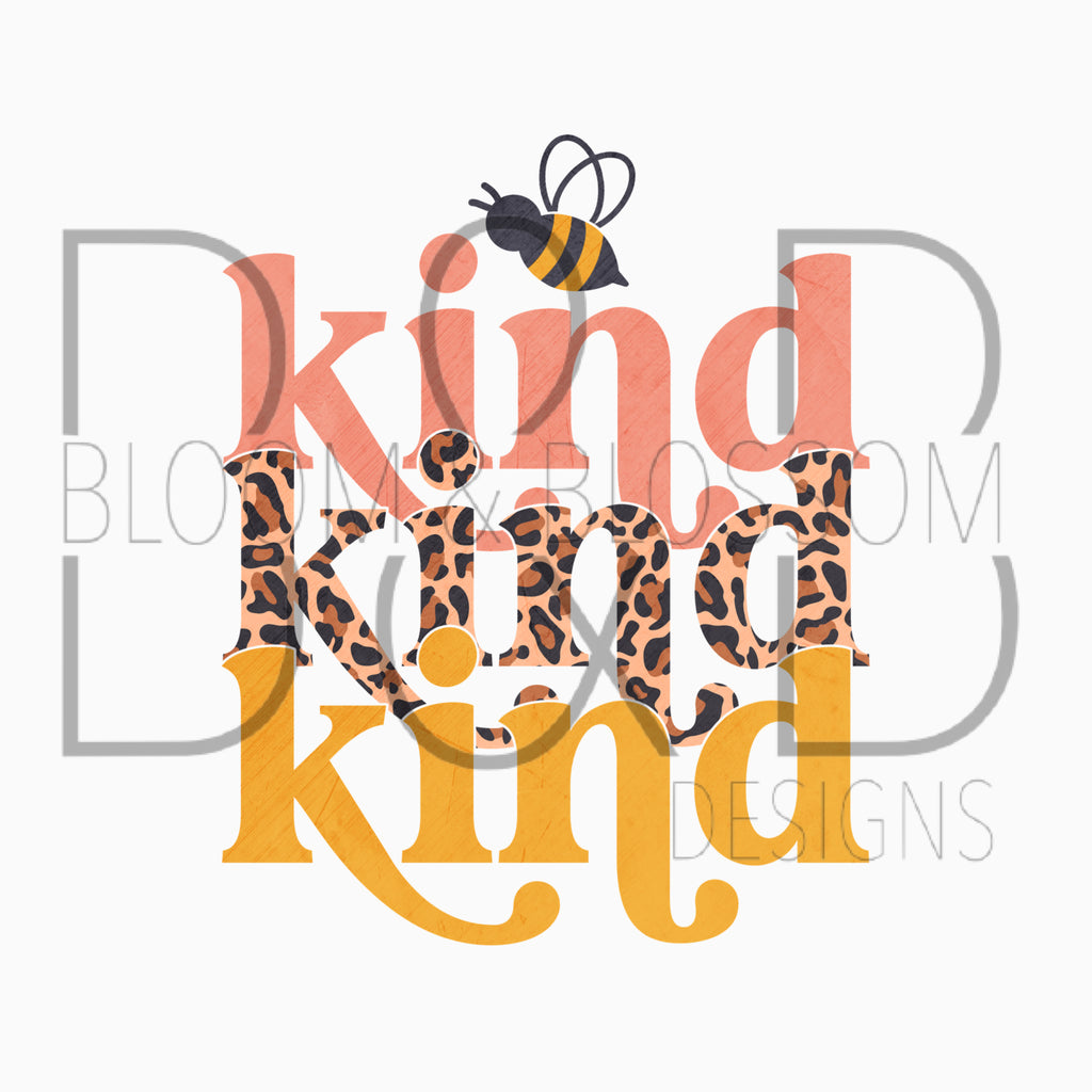 Bee Kind Stacked Leopard Sublimation Print