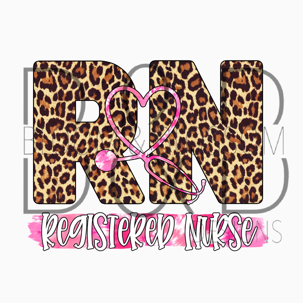 Registered Nurse Leopard & Pink Sublimation Print