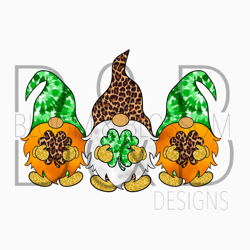 St. Patricks Gnomes Tie Dye Leopard Sublimation Print
