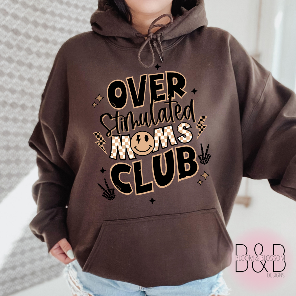 Overstimulate Moms Club Tan Hoodie
