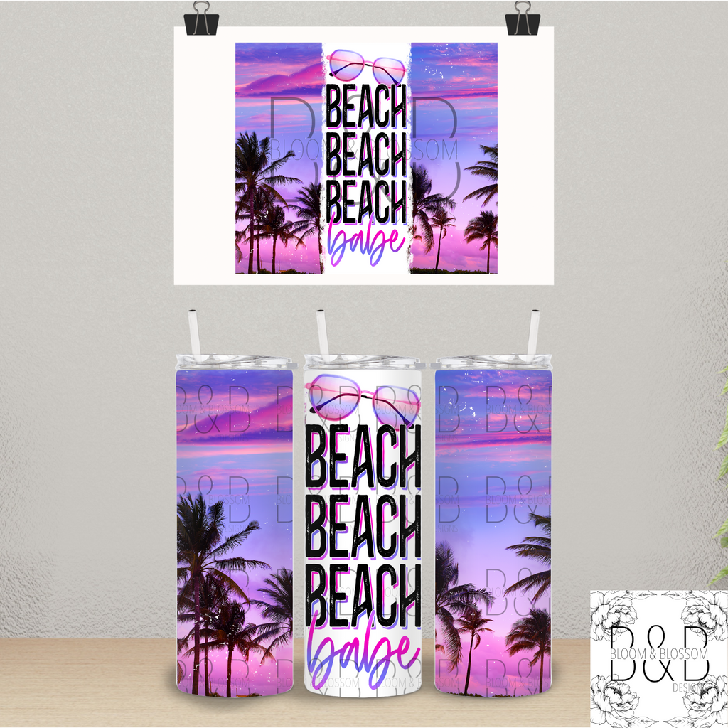 Beach Babe Neon 20oz 25oz Full Wrap Sublimation Print